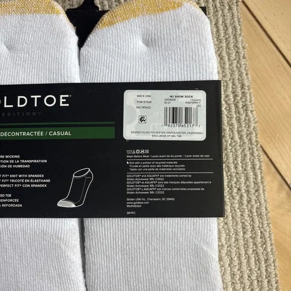 2 Gold Toe Edition 6 Pair White Casual No Show Sneaker Socks Size 6-12.5 - New - Picture 7 of 9